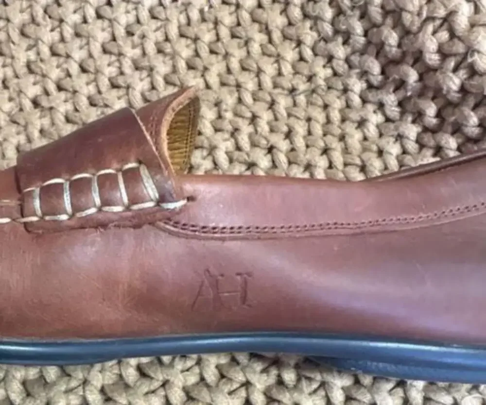 osten heel brown leather penny driver loafers size 10